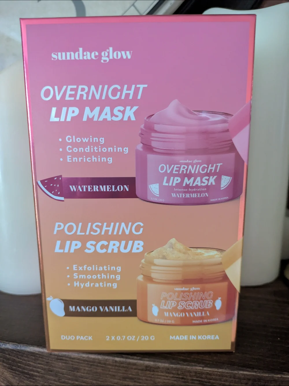 Watermelon Overnight Lip Mask & Mango Vanilla Polishing Lip Scrub Duo